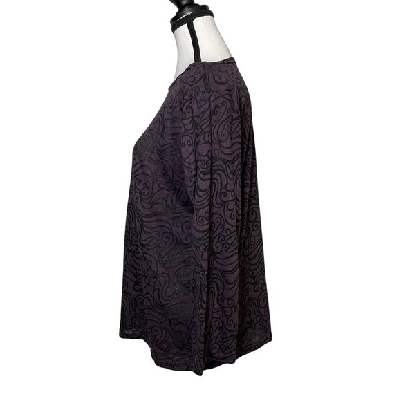 Cut Loose Black Purple Stretch Lightweight Semi Sheer Top Artsy Summer Size XL - Picture 2 of 11